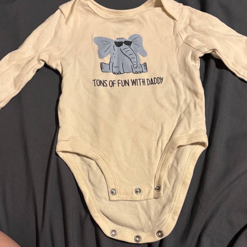 Carter's Cream and Gray Elephant Bodysuit